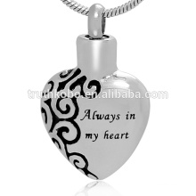 Exquisite Heart Shape Engravable Always in My Heart Clear Meaningful Ashes Pendant